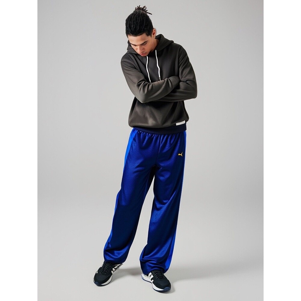 Puma Vintage Rare Fleece Shiny Track Pants Blue Nylon Youth